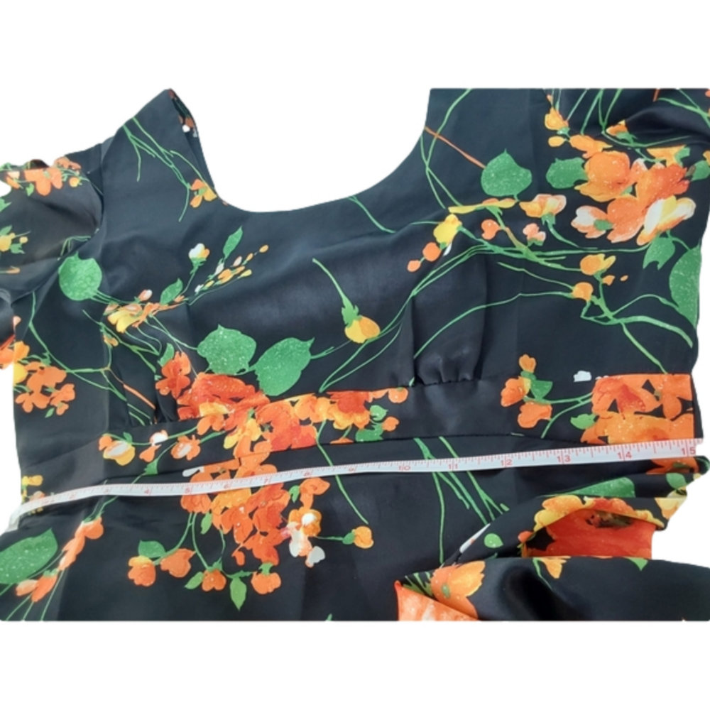 Vintage 60's/70's Tori Richard Honolulu Bright Floral Maxi Dress sz 14 - Picture 13 of 16